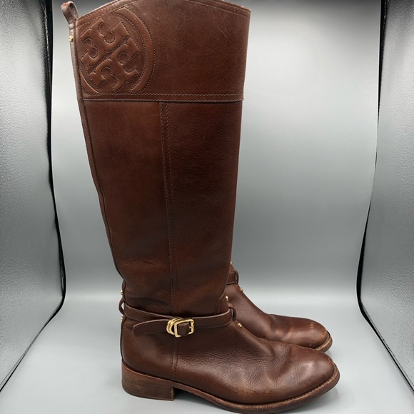 TORY BURCH Marlene Almond Leather Riding Boot - Picture 3 of 12
